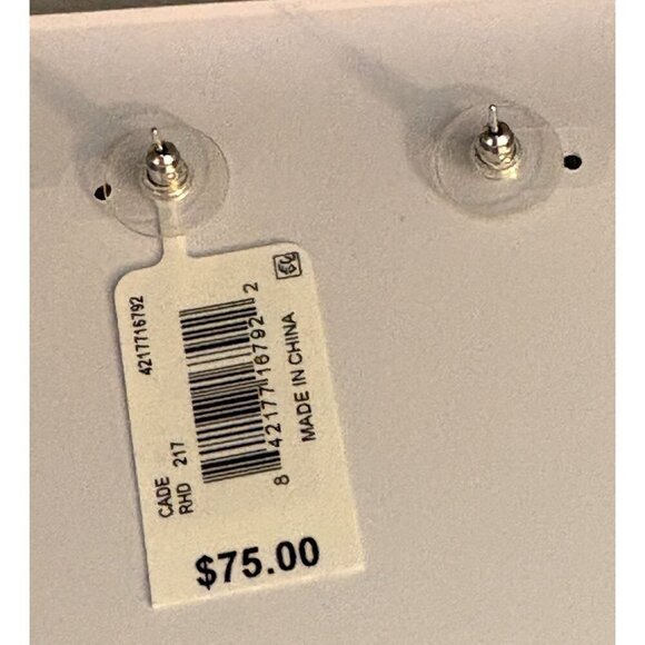 Kendra Scott Rhodium Brass Oval Silhouette Mother Of Pearl Cz Stud Earrings - Picture 7 of 8